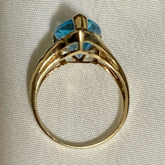 💍VNTG Samuel Aaron Blue Topaz Diamond Gold 10K THL-Size 7.25 Price is FIRM - Picture 9 of 17